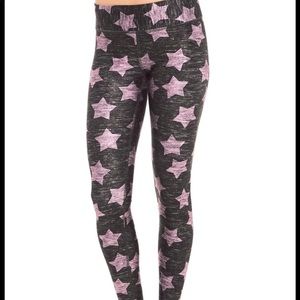 Terez pink and grey star leggings- Tall Band L
